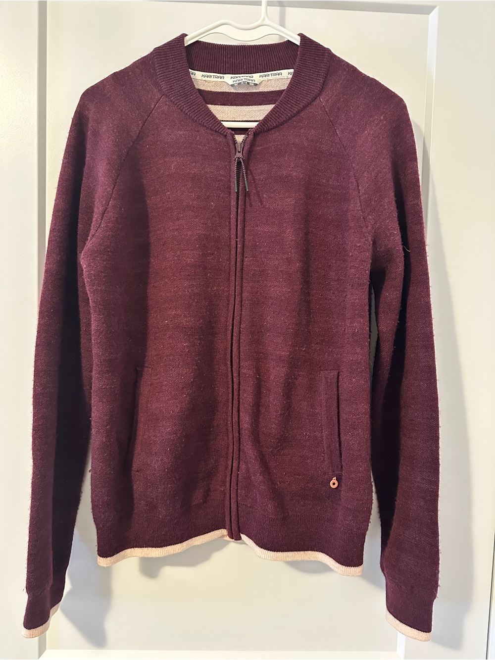 Kari Traa 100% Wool Burgundy Full- Zip Sweater Size Medium Women’s